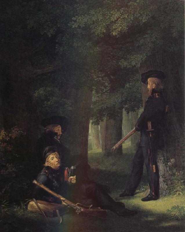 Georg Friedrich Kersting Theodor Korner,Friedrich Friesen and Heinrich Hartmann on Picket Duty France oil painting art